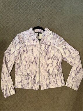 White House Black Market Purple Snake-Print Zip Jacket